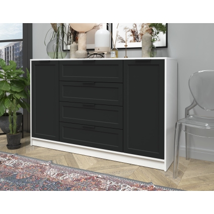 Тумба Тренд КТ-Т160 (Белый ЛДСП/ Черный ЛМДФ) Ш1600 В1020 Г451